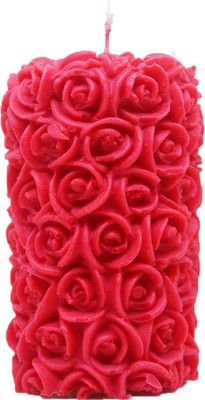 Shraddha Creation Designer Rose pillar lavender Candle(Red, Pack of 1)