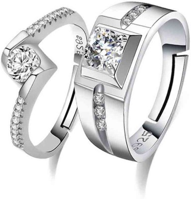 SILVERSHOPE Lovers Diamond Engagement 925 Original Silver Wedding Couple Ring Silver Ring Silver Diamond Ring