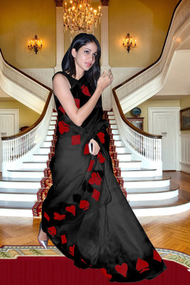 Maniv Vastra Printed Bollywood Chiffon Saree(Black)