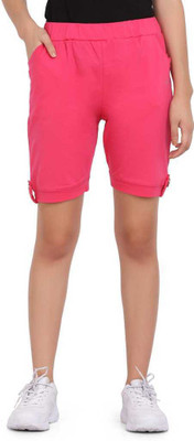 zazbi Solid Women Pink Basic Shorts