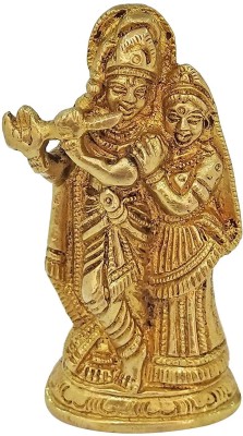 vrindavan shopi Brass Radha Krishna Statue for Home and Office 1800gms Decorative Showpiece  -  22 cm(Brass, Gold)