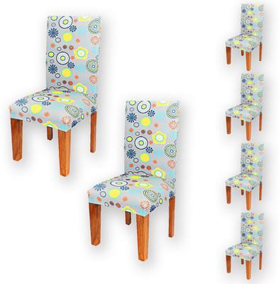 fabrigaanza Polyester Geometric 1 Seater Chair Cover(Multicolor Pack of 6)