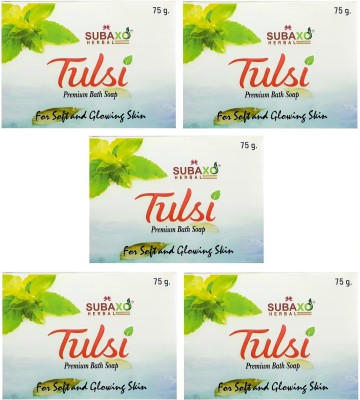 Subaxo HERBAL TULSI PREMIUM BATH SOAP 5 PC EACH OF 75 G(5 x 75 g)