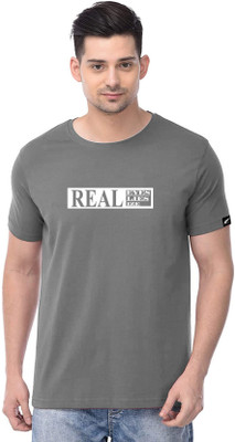 Polo Plus Typography Men Round Neck Grey T-Shirt