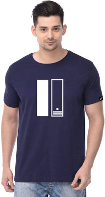 Polo Plus Typography Men Round Neck Navy Blue T-Shirt