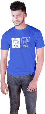 Roach Printed Men Round Neck Blue T-Shirt