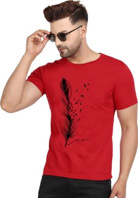 JUGULAR Printed Men Round Neck Red T-Shirt