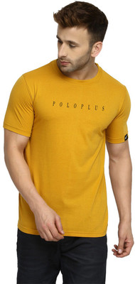 Polo Plus Typography Men Round Neck Yellow T-Shirt