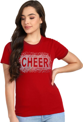 SHASHVI Self Design Women Round Neck Red T-Shirt