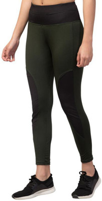 Bluecon Color Block Women Green Tights