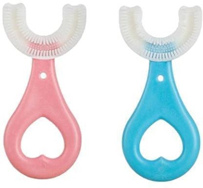 MACVL5 U Shaped Toothbrush for Kids Manual Whitening Toothbrush Silicone Brush Head Soft Toothbrush(Pack of 2)