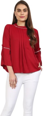 Dried Apple Casual Embroidered Women Red Top