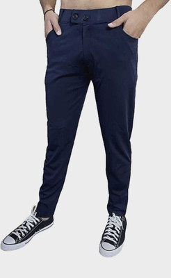 RKM STORE Solid Men Blue Track Pants