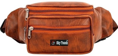 Sky Touch STYLISH PU WAIST PACK FOR MOBILE AND ACCESSORIES UNISEX WITH BELT (BROWN) UNISEX PU WAIST PACK(Brown)