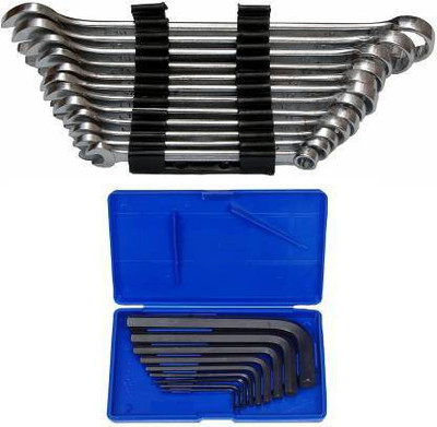 Exotic Arcade Combo of 12 Pcs Combination Spanner and 9 Pcs Allen Key Set || Best Quality Heavy Duty Double Sided Combination Wrench(Pack of 21)