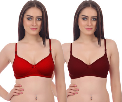samvar Michi Bra Women T-Shirt Non Padded Bra(Red, Maroon)