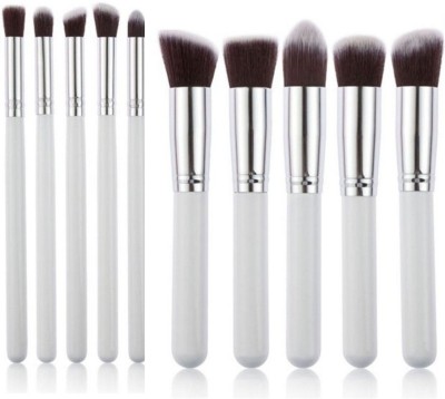 Alkaf 10 Pcs Synthetic Makeup Brush Set White ( Pack of 10 )(Pack of 10)