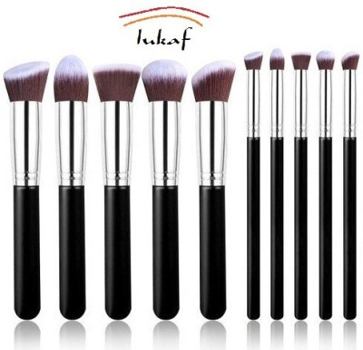 lukaf 10 Piece Premium Makeup Brush Set Black(Pack of 10)