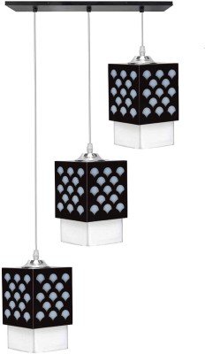 Gojeeva Goj_WoodPlateThali_16 Pendants Ceiling Lamp(Black)