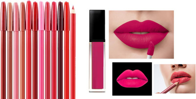 GFSU MATTE LIPSTICK LIQUID MATTE WITH SUPER MATTE LIP LINERS SET LIP MAKEUP(13 Items in the set)