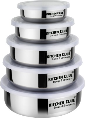 KITCHEN CLUE Steel Utility Container  - 310 ml, 510 ml, 770 ml, 1100 ml, 1440 ml(Pack of 5, Silver)