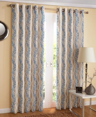 Impression Hut 274 cm (9 ft) Polyester Room Darkening Long Door Curtain (Pack Of 2)(Printed, Blue)