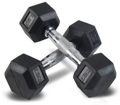 HACKERX HEX DUMBBELL 2pcs * 2.5kg FOR GYM & HOME EXERCISE Fixed Weight Dumbbell(5 kg)