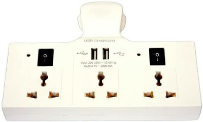 SEVENSPACE 3+3 MULTIPLUG SOCKET WITH 2 USB PORT 3+3 MULTIPLUG SOCKET WITH 2 USB PORT Three Pin Plug (White) Three Pin Plug(White)