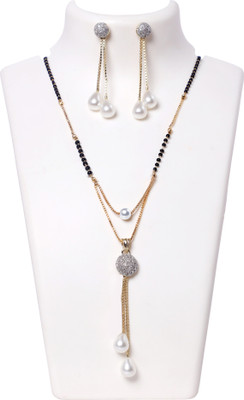VADDORIYA SALES Brass Gold-plated Black, Silver Jewellery Set(Pack of 2)
