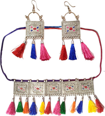 RUBI COLLECTIONS Alloy Silver Multicolor Jewellery Set(Pack of 1)