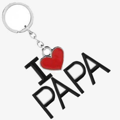 Blue Aura I Love You Papa Key Chain Heart Metal Silver Key Rings For Men Fathers Day Key Chain