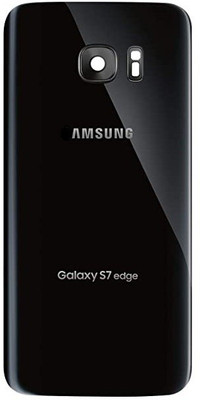 Sandreezz Samsung Galaxy S7 Edge (With Camera lens) (with Proper Logo) (Glass) Back Panel(Black)