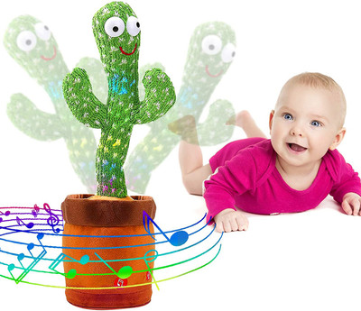 Toyvala Dancing Talking Cactus Plush Toy, Wriggle, Singing, Repeat What You Say-251(Green, Brown)