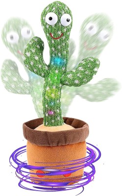 AS TRADERS Funny Dancing Cactus Soft Plush Creative Educational Musical Toy for Kids(Green, Brown)