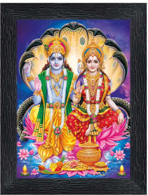 pnf Vishnu Laxmiji Religious Frame with Acrylic Sheet for Worship/Pooja20797 Digital Reprint 8 inch x 6 inch Painting(With Frame)
