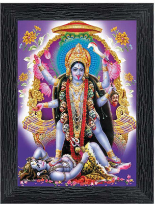 pnf Maa Kali MATA Ji Religious Frame with Acrylic Sheet for Worship/Pooja20638 Digital Reprint 8 inch x 6 inch Painting(With Frame)