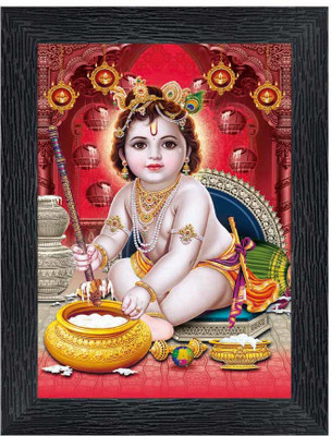 pnf Bal Krishna Religious Frame with Acrylic Sheet for Worship/Pooja20755 Digital Reprint 8 inch x 6 inch Painting(With Frame)