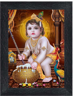 pnf Bal Krishna Religious Frame with Acrylic Sheet for Worship/Pooja20848 Digital Reprint 8 inch x 6 inch Painting(With Frame)