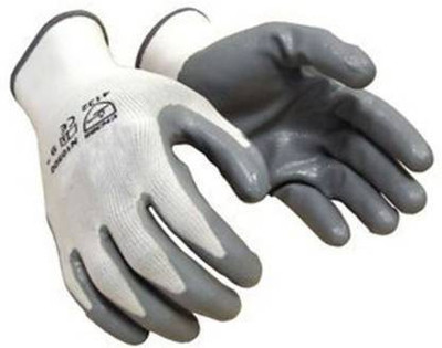 Aatrangi Grey White Reusable Washable Cut Resistance Nylon Safety Hand Gloves Nitrile  Safety Gloves(Pack of 2)