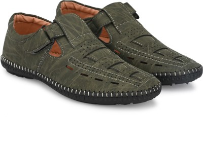 Foxyfoot Men Sandals(Olive , 7)