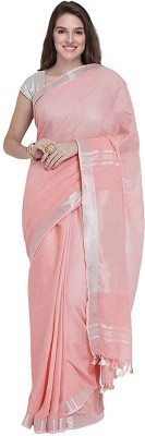 govind handloom Printed Bhagalpuri Cotton Linen Saree(Pink)