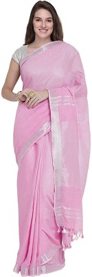 govind handloom Printed Bhagalpuri Cotton Linen Saree(Pink)
