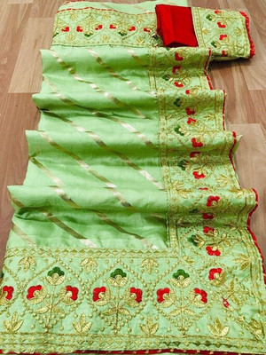Shilpa Fashion Printed Bollywood Silk Blend Saree(Light Green)