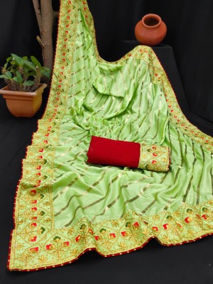 DRIZOMIZ Embroidered Bollywood Silk Blend Saree(Light Green)