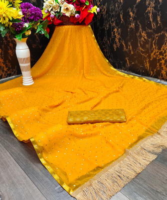 DIVYASHAKTI FASHION Embellished Bollywood Chiffon Saree(Yellow)