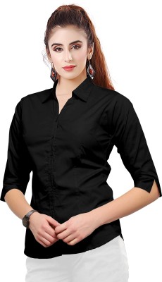 kevara Women Solid Formal Black Shirt