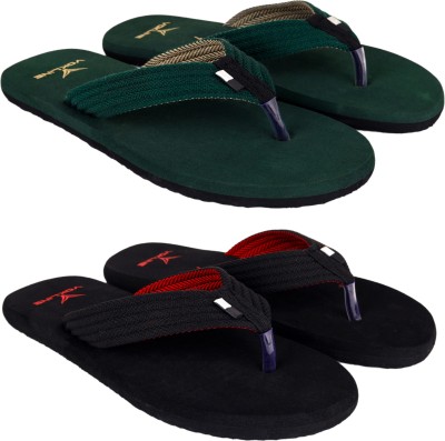 EVOK Mens Comfortable Trending And Stylish Multicolor Embozing Flipflop (Pack Of 2) Slippers(Multicolor 5)