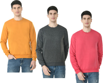 Indistar Full Sleeve Solid Men Sweatshirt
