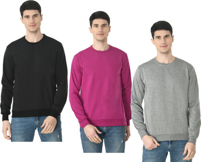 IndiWeaves Full Sleeve Solid Men Sweatshirt