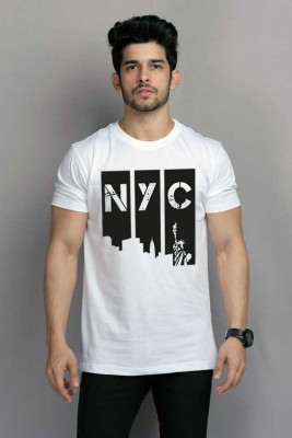 Krazy Kameez Printed, Typography Men Round Neck White, Black T-Shirt